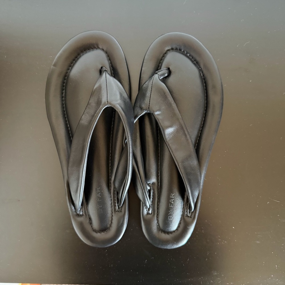BY FAR Black Leather Sandals